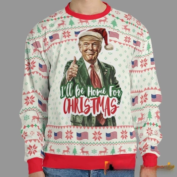 Trump I’ll Be Home For Christmas Ugly Sweater DL015 - WeCustomit