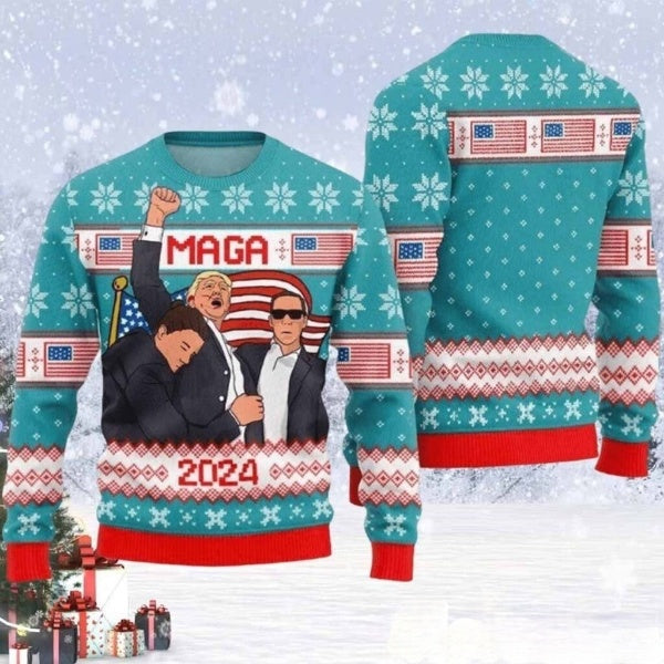 Trump Fight MAGA 2024 Ugly Christmas Sweater DL012 - WeCustomit
