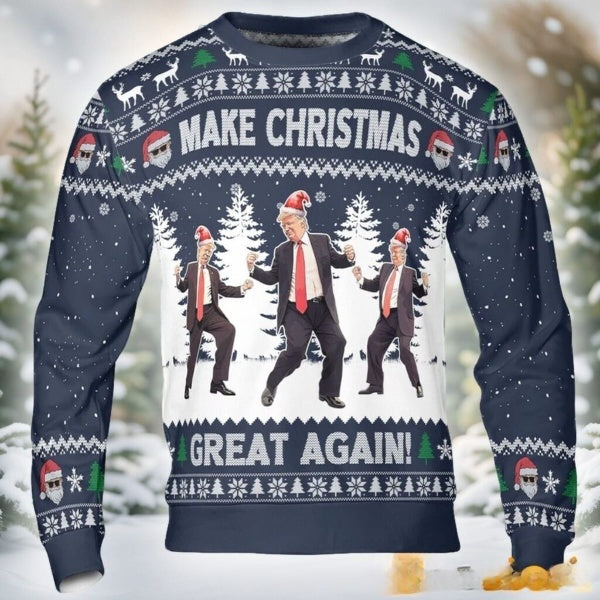 Funny Trump Dancing Make Christmas Great Again Ugly Sweater DL022 - WeCustomit