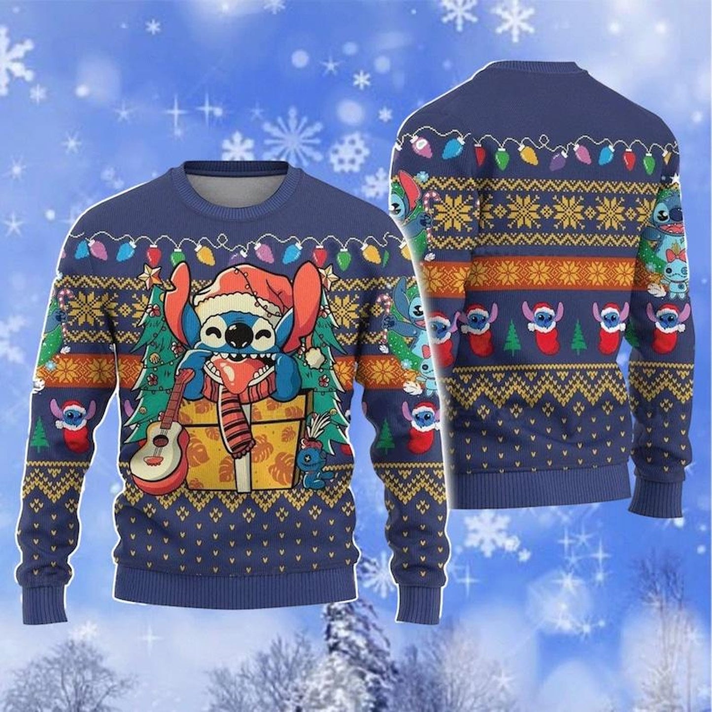 Stitch Ugly Sweater,Merry Stitchmas Ugly Christmas Sweater,Stitch and Lilo All Over Print Sweater,Xmas Sweater, Funny Christmas Ugly Sweater - WeCustomit