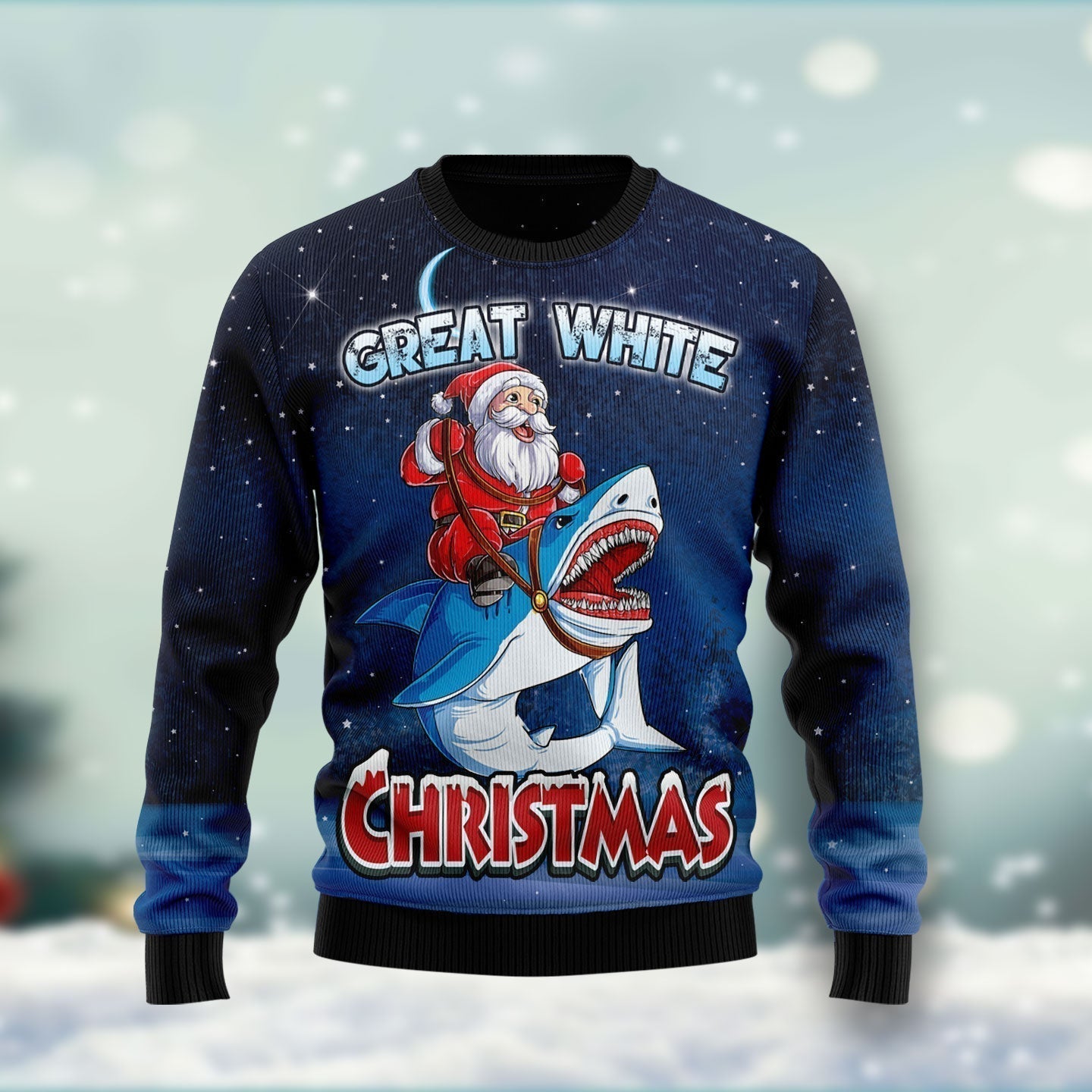 White Christmas Shark Ugly Christmas Sweater For Men & Women Christmas Gift Sweater US1739 - WeCustomit