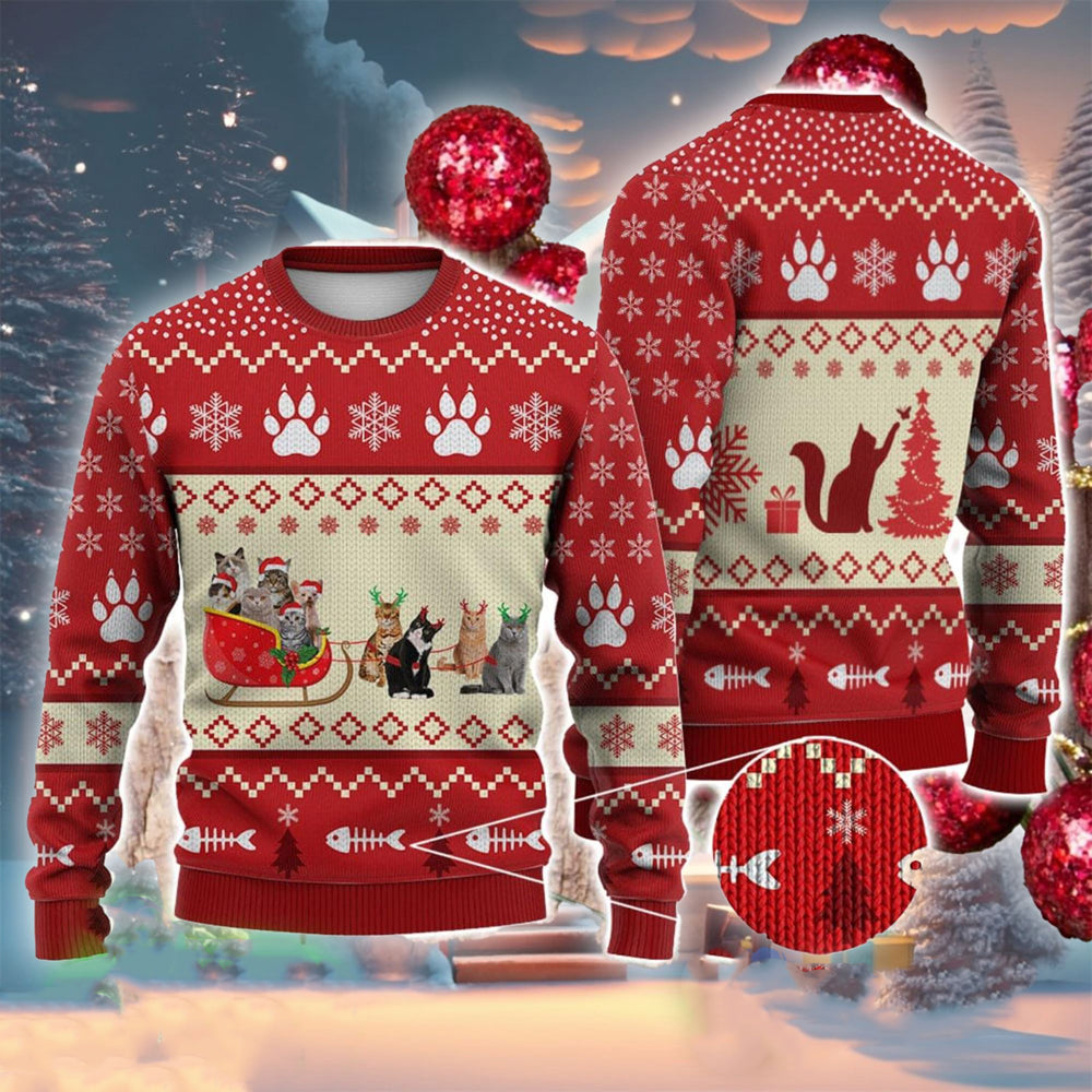 Cat Reindeer Ugly Christmas Sweater For Men & Women Christmas Gift Sweater US2720 - WeCustomit