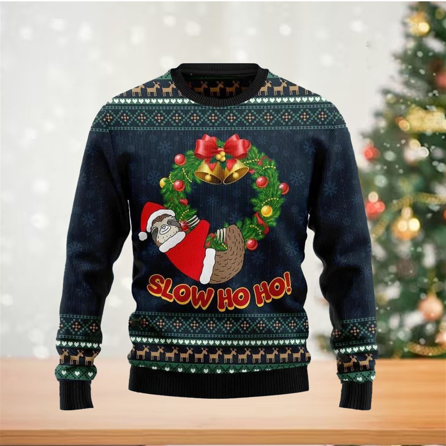 Sloth Slow Ho Ho Ugly Christmas Sweater For Men & Women Christmas Gift Sweater US3293 - WeCustomit