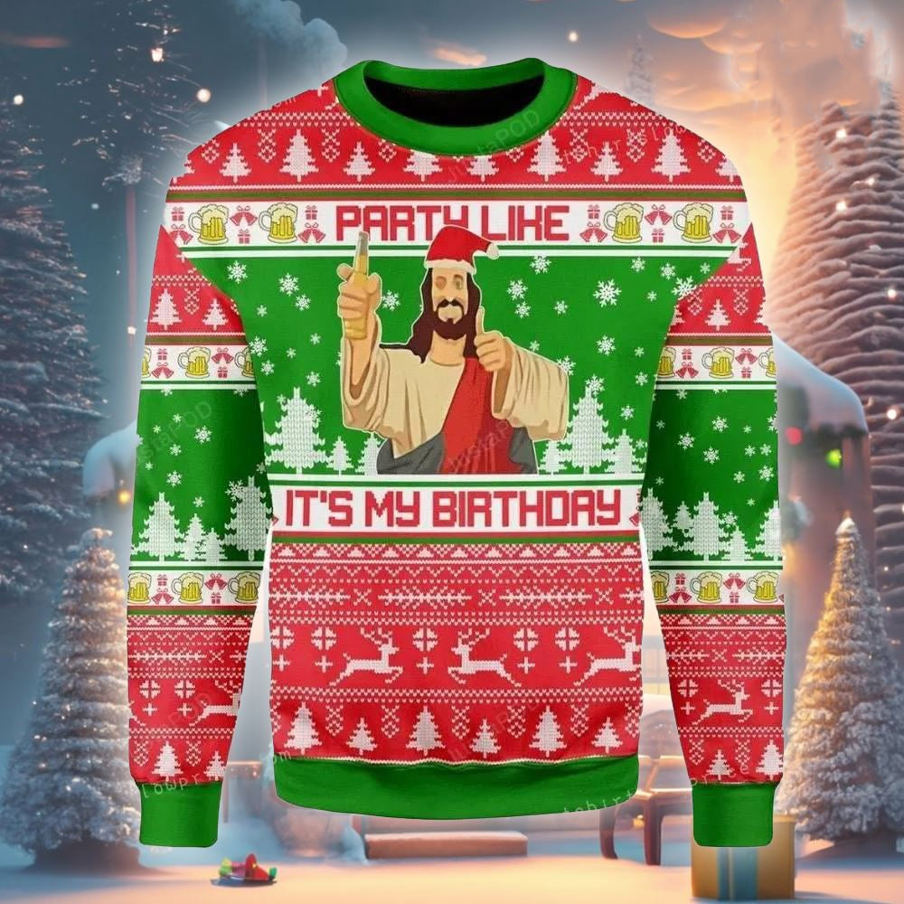 My Birthday Jesus Ugly Christmas Sweater For Men & Women Christmas Gift Sweater US2724 - WeCustomit