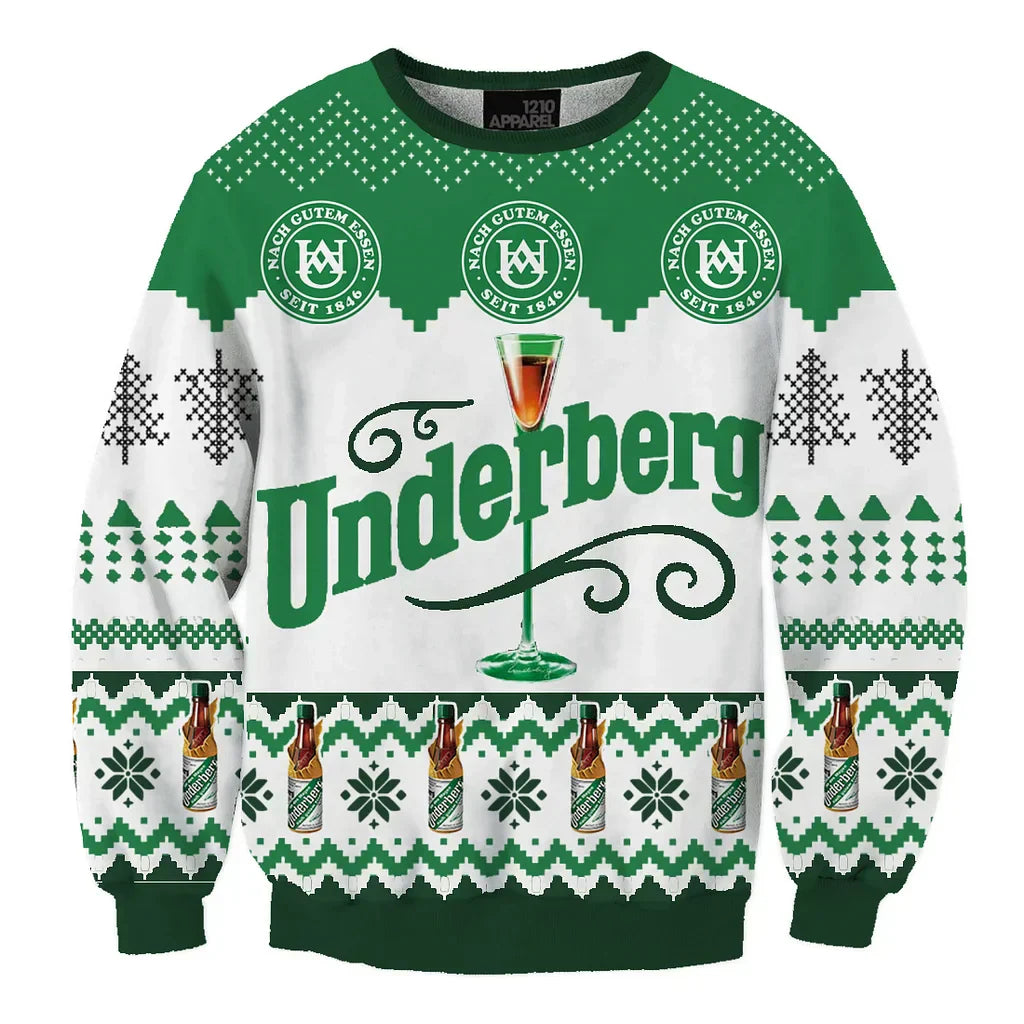 Unisex Underberg 3D Print Fun Ugly Christmas Sweater For Men & Women Christmas Gift Sweater BH1054 - WeCustomit