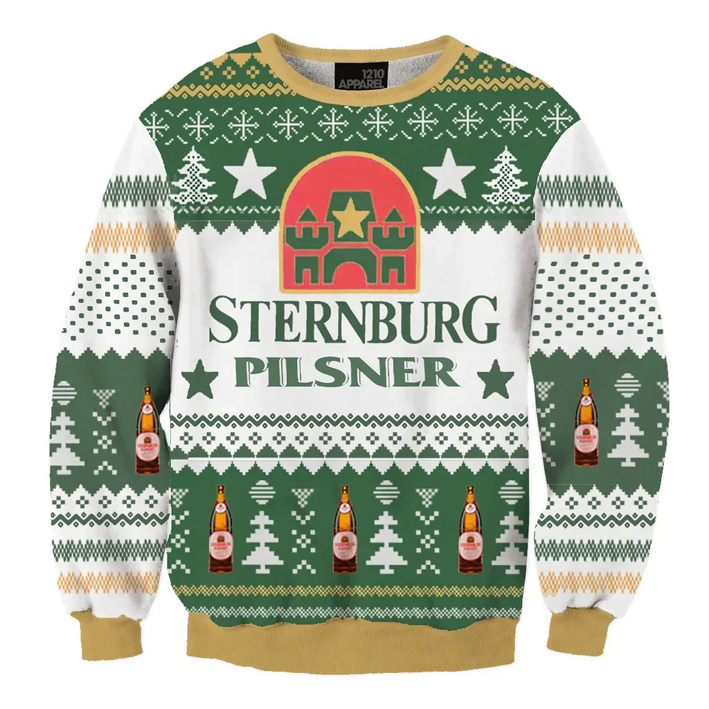 Unisex Sternburg Drink 3D Ugly Christmas Sweater For Men & Women Christmas Gift Sweater BH1225 - WeCustomit