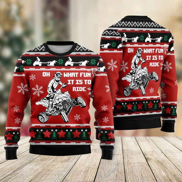 Christmas Four Wheel oh What Fun It Is To Ride Ugly Christmas Sweater For Men & Women Christmas Gift Sweater US1585 - WeCustomit