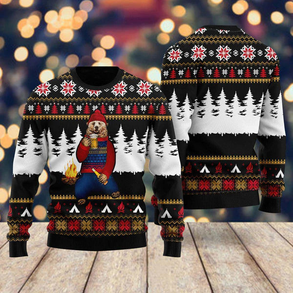 Bear Campfire Ugly Christmas Sweater For Men & Women Christmas Gift Sweater US1761 - WeCustomit