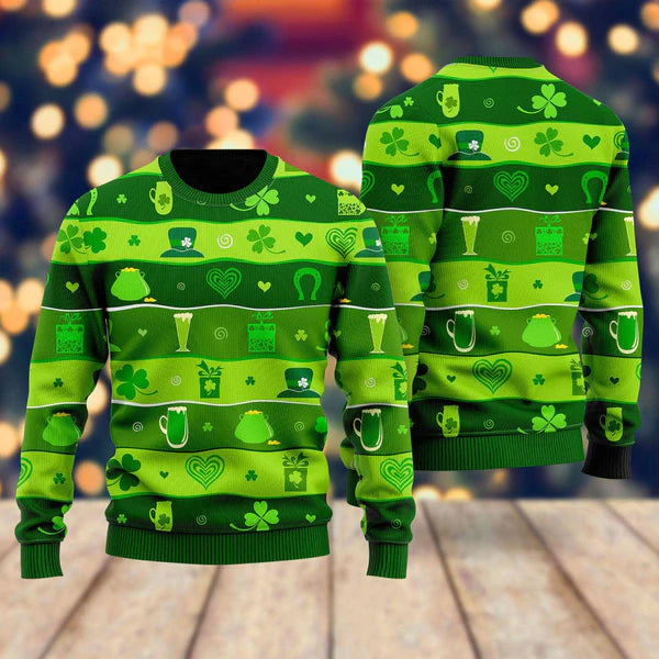Happy Saint Day Pattern Ugly Christmas Sweater For Men & Women Christmas Gift Sweater US2054 - WeCustomit