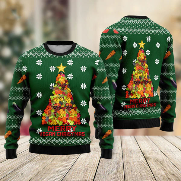 Merry Vegan Christmas Ugly Christmas Sweater For Men & Women Christmas Gift Sweater US1364 - WeCustomit