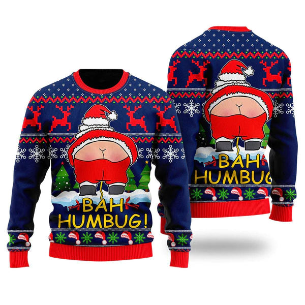 Santa Funny Bah Humbug Ugly Christmas Sweater For Men & Women Christmas Gift Sweater US2298 - WeCustomit