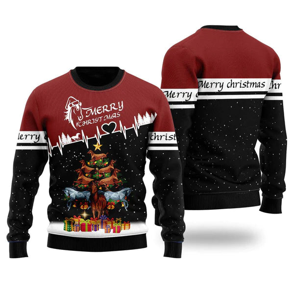 Horse Christmas Tree Ugly Christmas Sweater For Men & Women Christmas Gift Sweater US1365 - WeCustomit