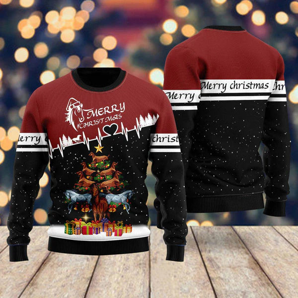 Horse Christmas Tree Ugly Christmas Sweater For Men & Women Christmas Gift Sweater US1365 - WeCustomit