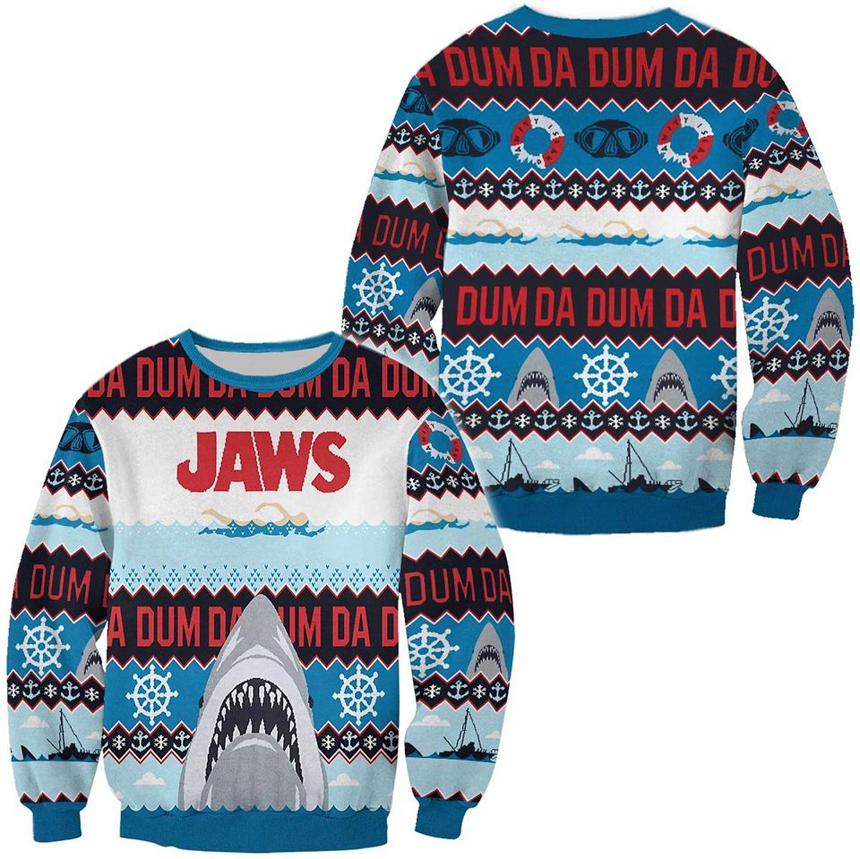 Jaws Ugly Christmas Sweater For Men & Women Christmas Gift Sweater PT894 - WeCustomit