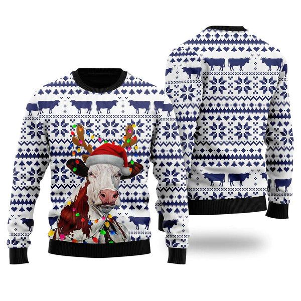 Cow Light Ugly Christmas Sweater For Men & Women Christmas Gift Sweater US1764 - WeCustomit
