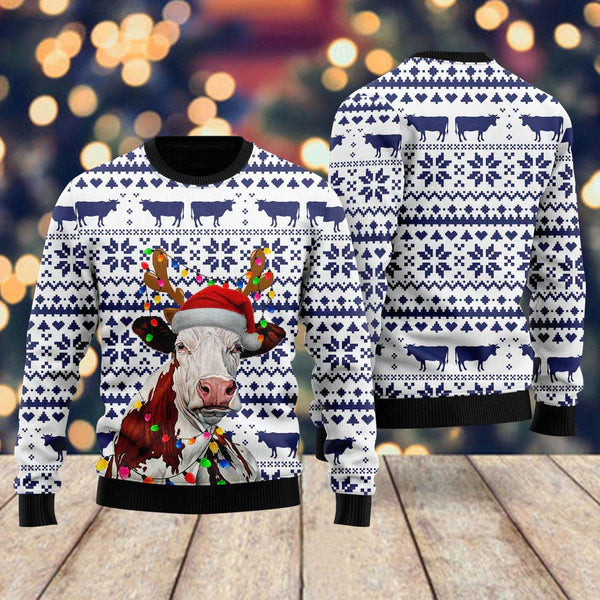 Cow Light Ugly Christmas Sweater For Men & Women Christmas Gift Sweater US1764 - WeCustomit