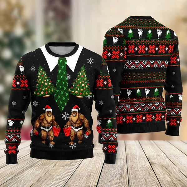 Santa Bigfoot Funny Vest Costume Ugly Christmas Sweater For Men & Women Christmas Gift Sweater US2202 - WeCustomit