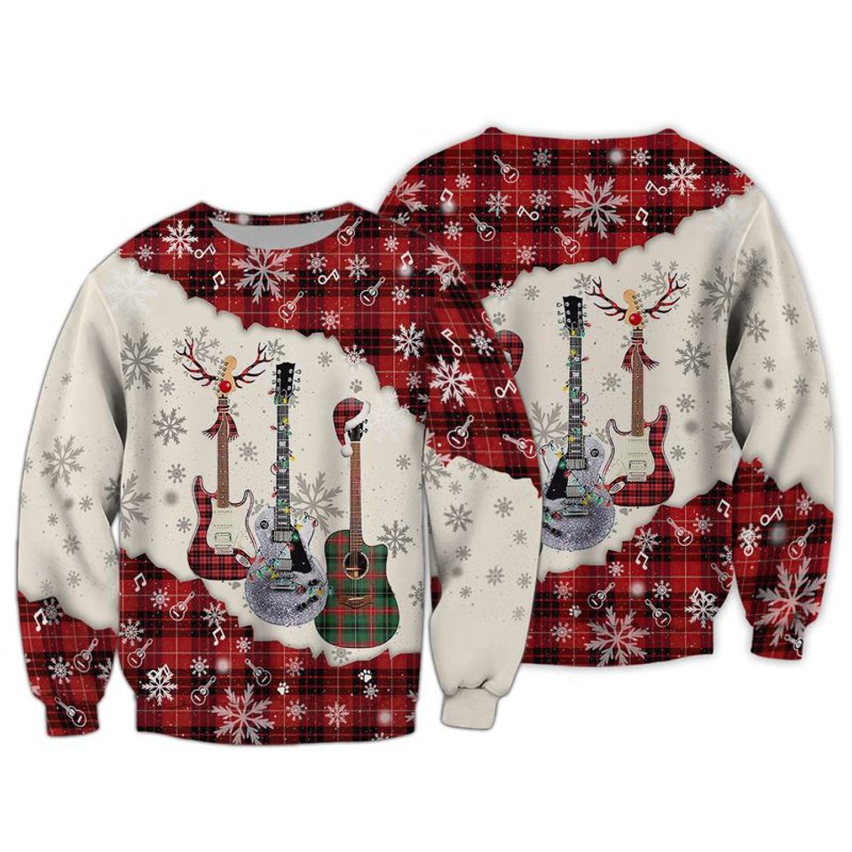 Guitar Christmas 3D Ugly Christmas Sweater For Men & Women Christmas Gift Sweater PT1461 - WeCustomit