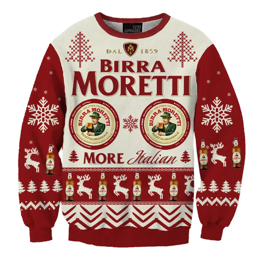 Unisex Birra Moretti Zero Fun 3D Ugly Christmas Sweater For Men & Women Christmas Gift Sweater BH1101 - WeCustomit