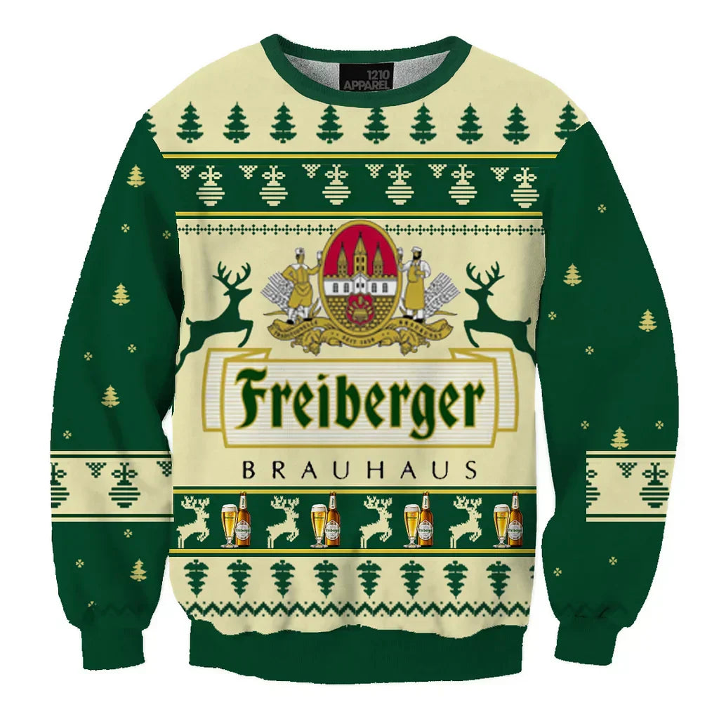 Unisex Freiberger Beer 3D Ugly Christmas Sweater For Men & Women Christmas Gift Sweater BH1100 - WeCustomit