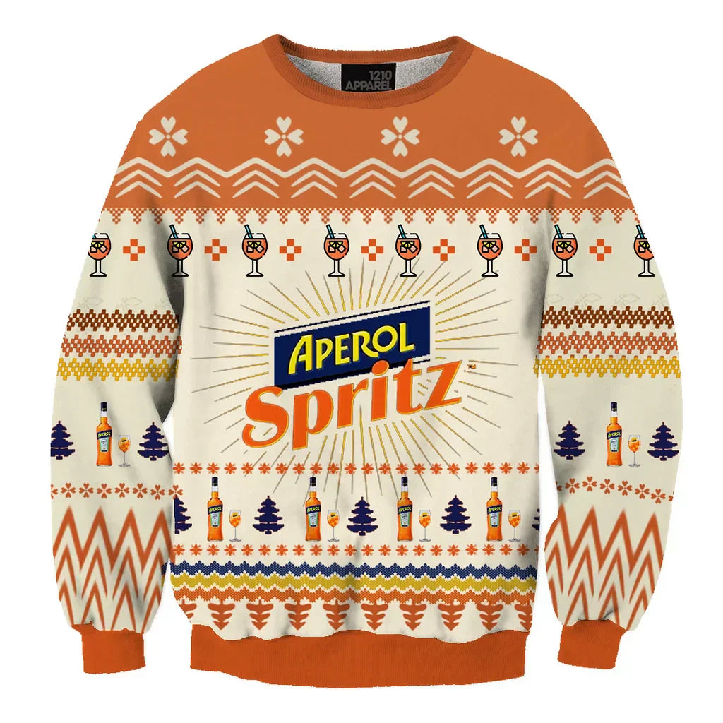 Unisex Vintage Aperol Spritz 05 3D Printed Ugly Christmas Sweater For Men & Women Christmas Gift Sweater BH1058 - WeCustomit
