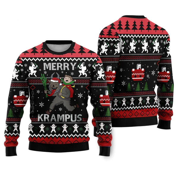 Merry Krampus Ugly Christmas Sweater For Men & Women Christmas Gift Sweater US1592 - WeCustomit