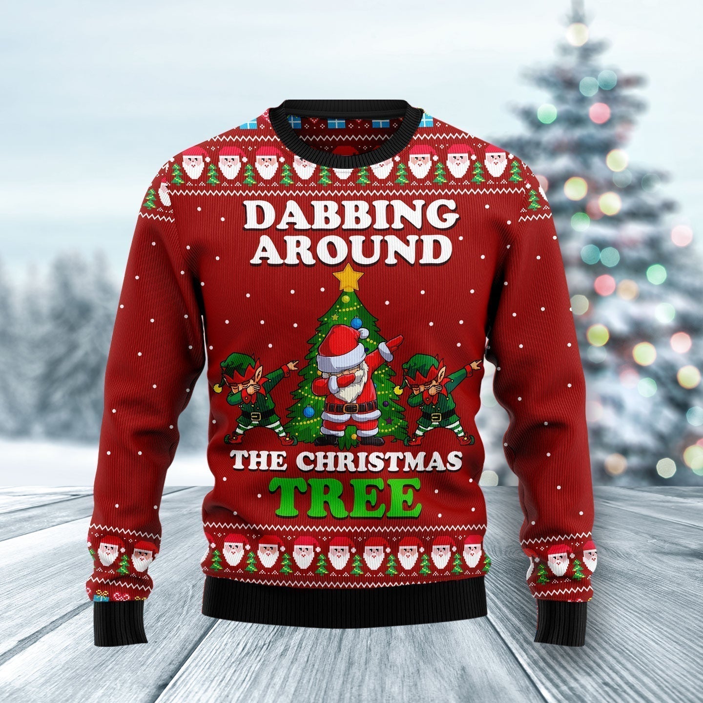 Dabbing Around The Christmas Ugly Christmas Sweater For Men & Women Christmas Gift Sweater US1943 - WeCustomit
