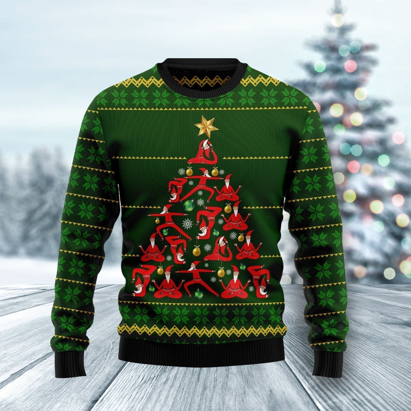 Santa Yoga Christmas Ugly Christmas Sweater For Men & Women Christmas Gift Sweater US1489 - WeCustomit