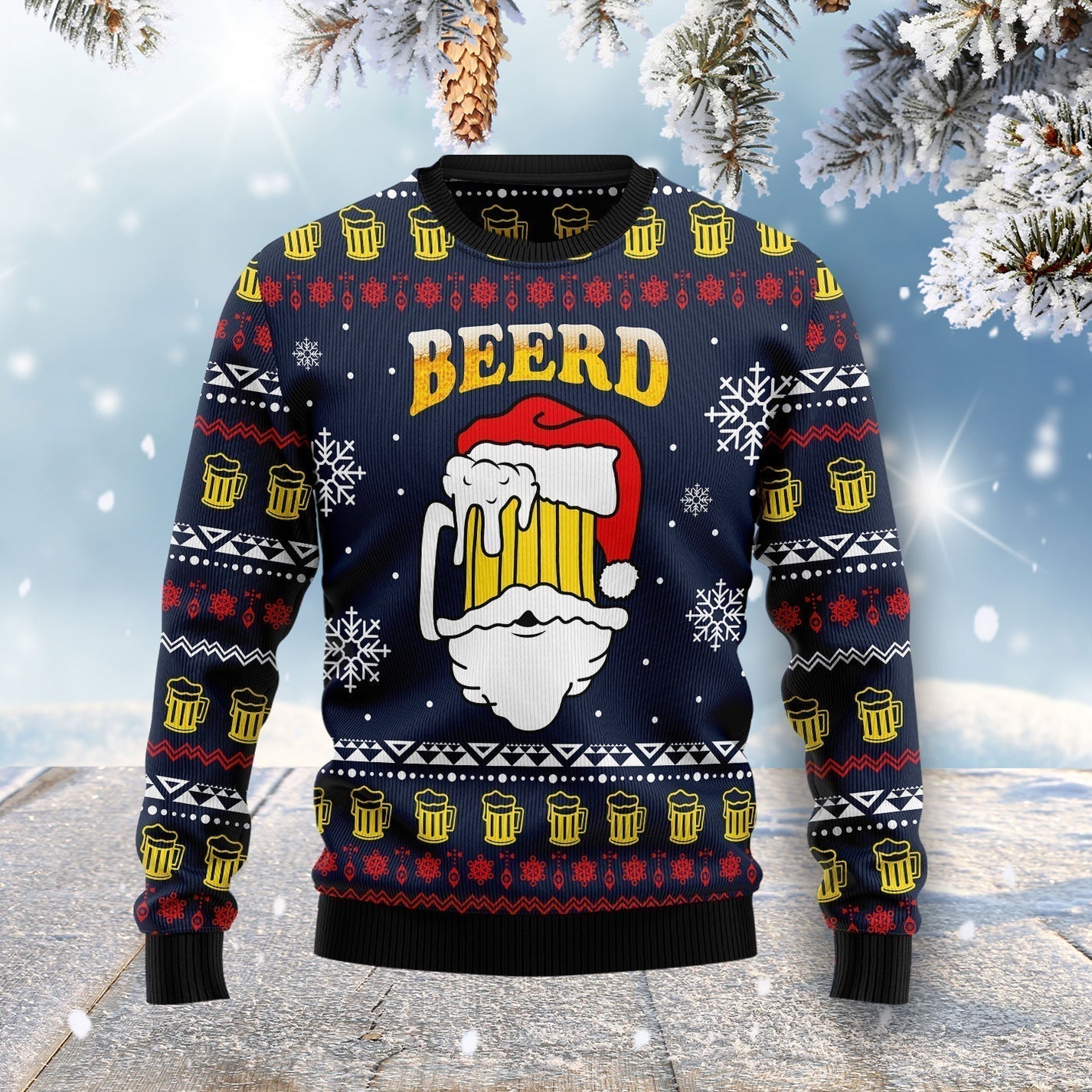 Santa Beerd Ugly Christmas Sweater For Men & Women Christmas Gift Sweater US1514 - WeCustomit