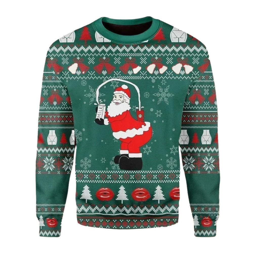 Milk Santa Ugly Christmas Sweater For Men & Women Christmas Gift Sweater US2734 - WeCustomit