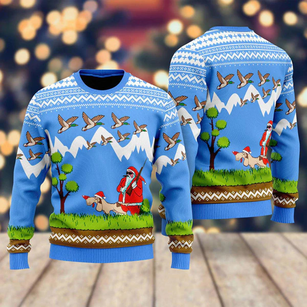 Santa Duck Hunting Christmas Ugly Christmas Sweater For Men & Women Christmas Gift Sweater US1047 - WeCustomit