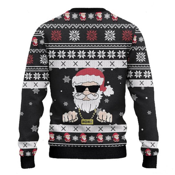 Santa Hoho Black Ugly Christmas Sweater For Men & Women Christmas Gift Sweater US3282 - WeCustomit