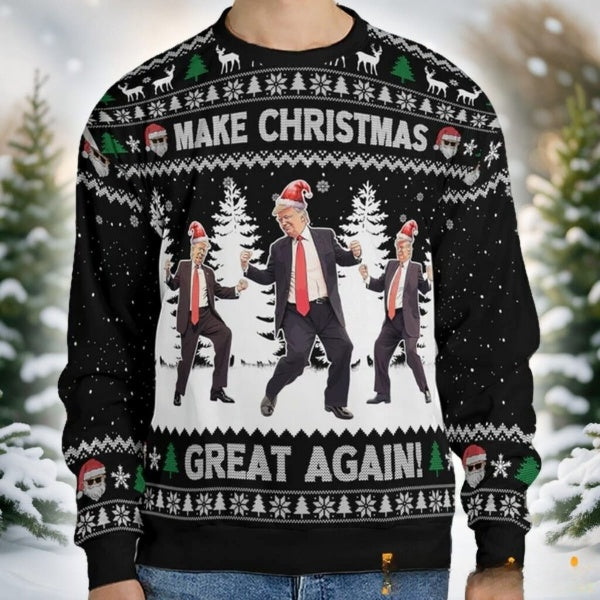 Funny Trump Dancing Make Christmas Great Again Ugly Sweater DL021 - WeCustomit