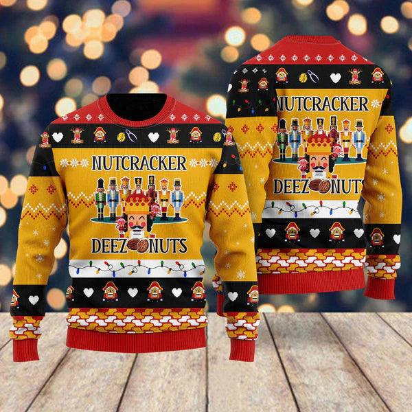 Deez Nuts Nutcracker Ugly Christmas Sweater For Men & Women Christmas Gift Sweater US3781 - WeCustomit