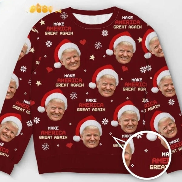 Trump Santa Hat Make Christmas Great Again US Election Ugly Sweater DL027 - WeCustomit