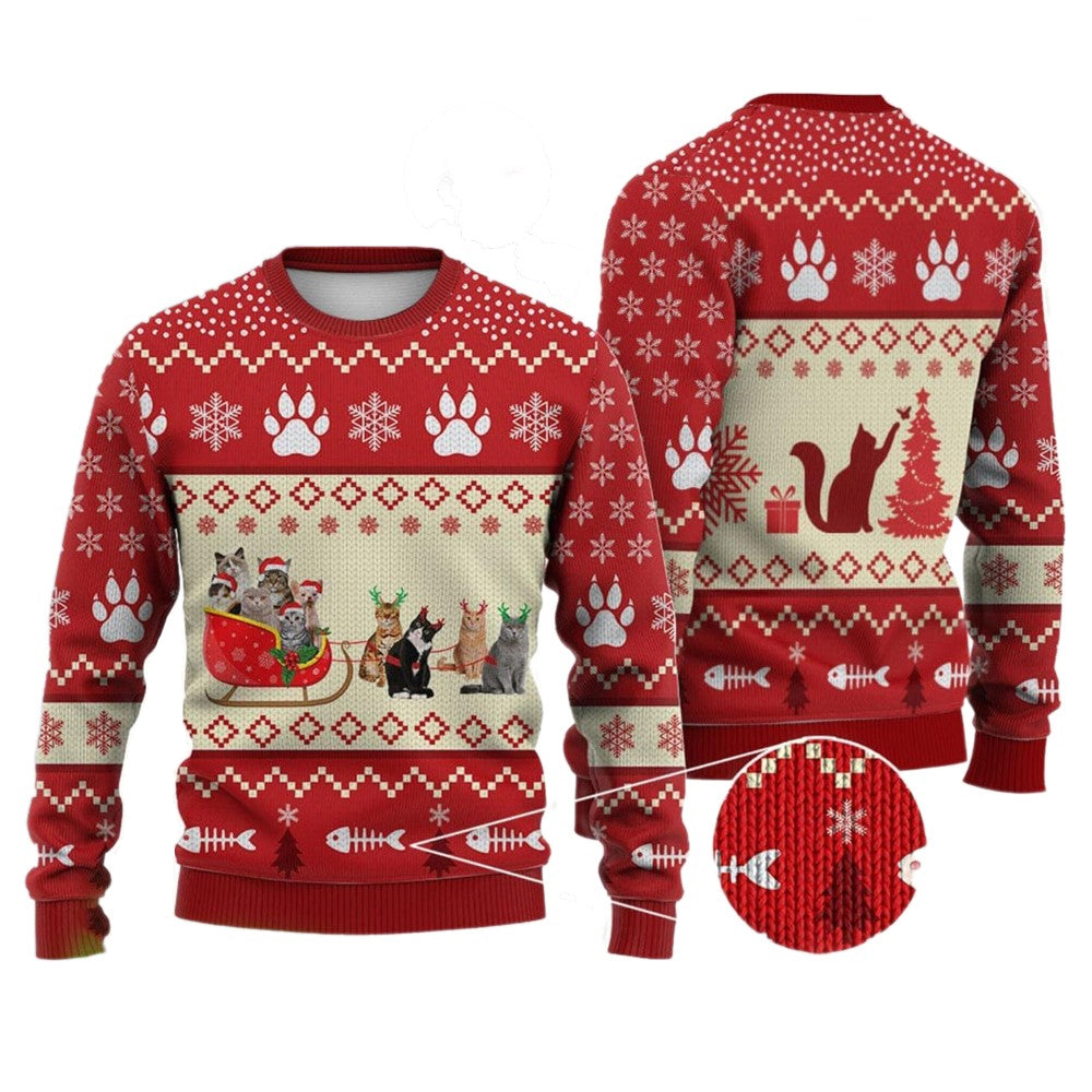 Cat Reindeer Ugly Christmas Sweater For Men & Women Christmas Gift Sweater US2720 - WeCustomit