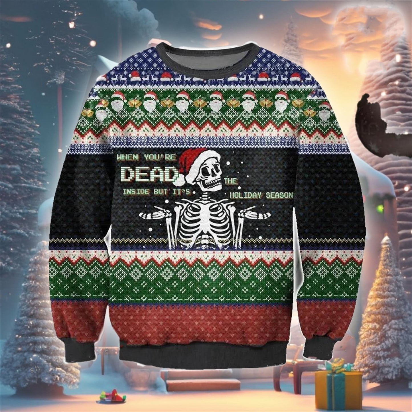 The Holiday Skeleton Ugly Christmas Sweater For Men & Women Christmas Gift Sweater US3433 - WeCustomit