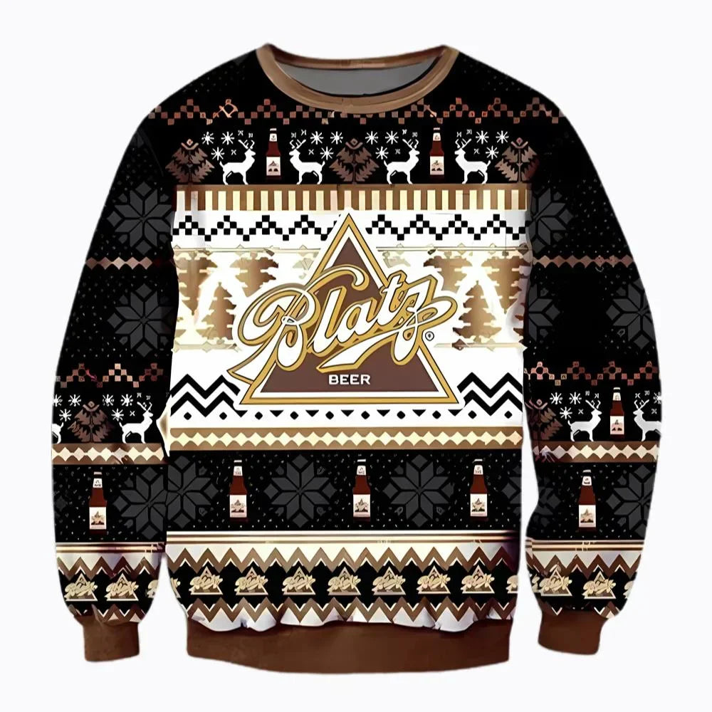 Unisex Blatz Beer 3D Ugly Christmas Sweater For Men & Women Christmas Gift Sweater BH1238 - WeCustomit