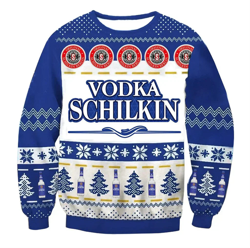 Unisex Vodka Schilkin 3D Ugly Christmas Sweater For Men & Women Christmas Gift Sweater BH1255 - WeCustomit