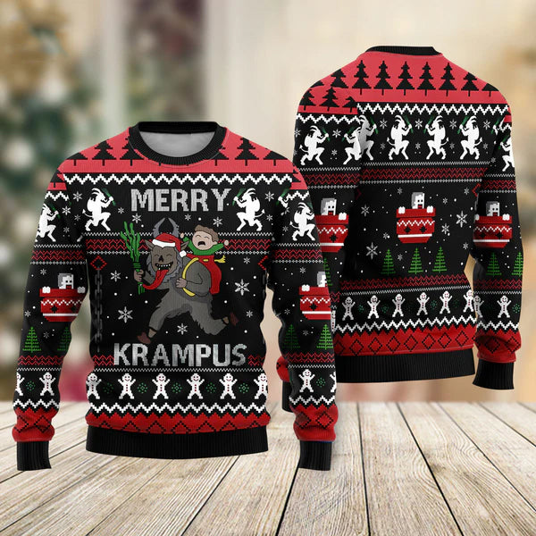 Merry Krampus Ugly Christmas Sweater For Men & Women Christmas Gift Sweater US1592 - WeCustomit