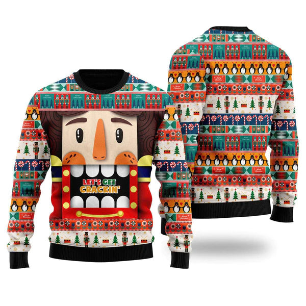 Nutcracker Lets Get Crackin Ugly Christmas Sweater For Men & Women Christmas Gift Sweater US2205 - WeCustomit