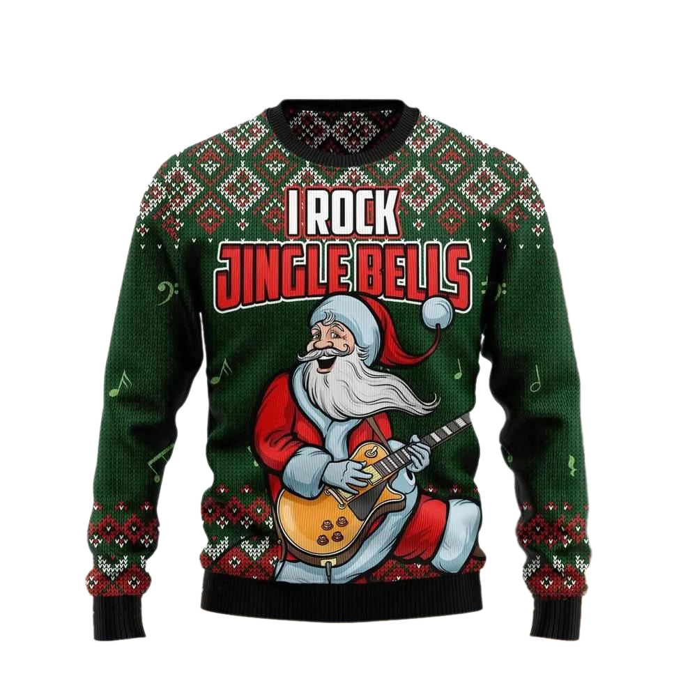 I Rock Jingle Bells Ugly Christmas Sweater For Men & Women Christmas Gift Sweater US2749 - WeCustomit