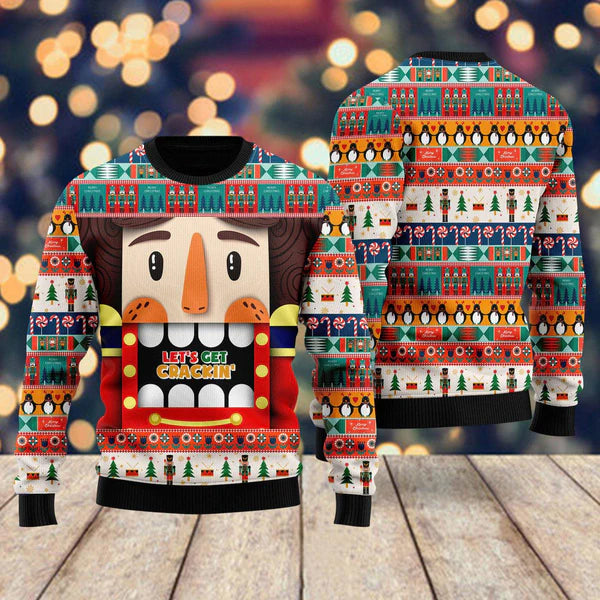 Nutcracker Lets Get Crackin Ugly Christmas Sweater For Men & Women Christmas Gift Sweater US2205 - WeCustomit