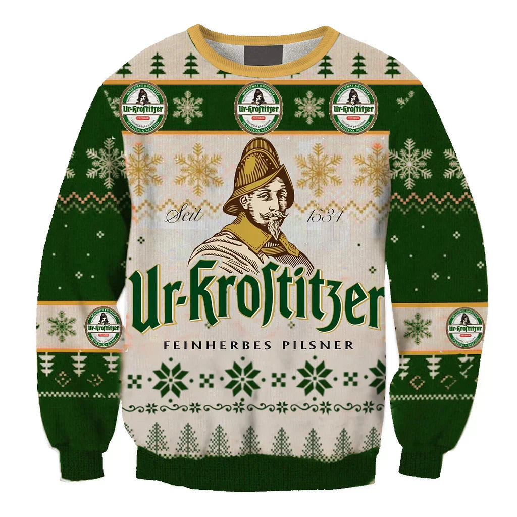 Unisex Ur-Krostitzer Drink 3D Ugly Christmas Sweater For Men & Women Christmas Gift Sweater BH1063 - WeCustomit