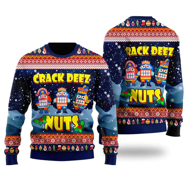 Crack Deez Nuts Nutcracker Ugly Christmas Sweater For Men & Women Christmas Gift Sweater US2206 - WeCustomit