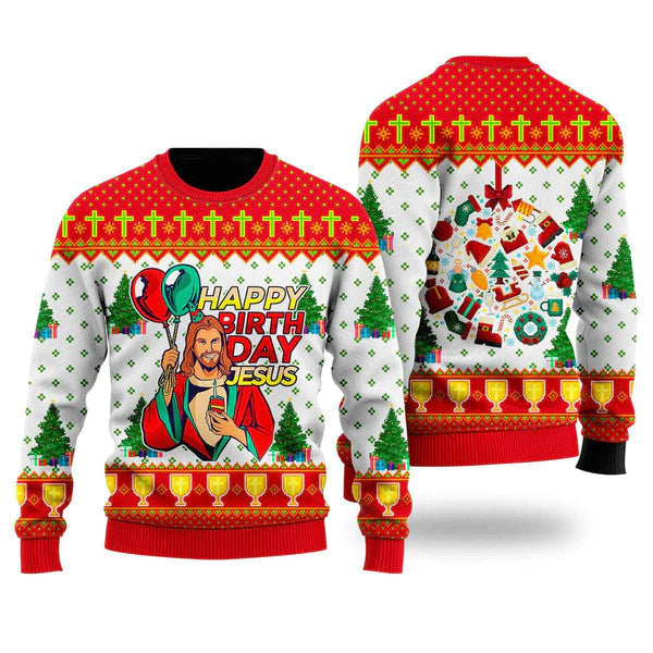 Jesus's Birthday Ugly Christmas Sweater For Men & Women Christmas Gift Sweater US1972 - WeCustomit