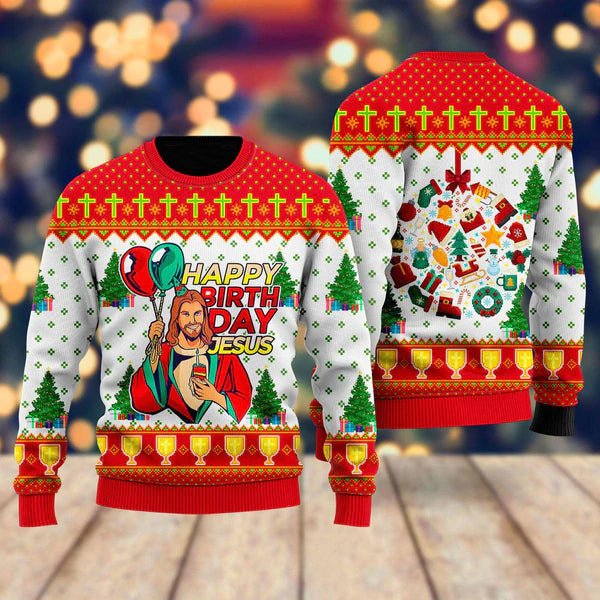 Jesus's Birthday Ugly Christmas Sweater For Men & Women Christmas Gift Sweater US1972 - WeCustomit