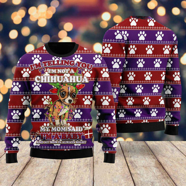 Chihuahua Baby Christmas Ugly Christmas Sweater For Men & Women Christmas Gift Sweater US1376 - WeCustomit