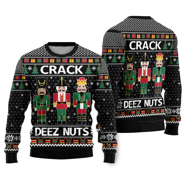 Crack Deez Nuts Nutcracker Ugly Christmas Sweater For Men & Women Christmas Gift Sweater US2209 - WeCustomit