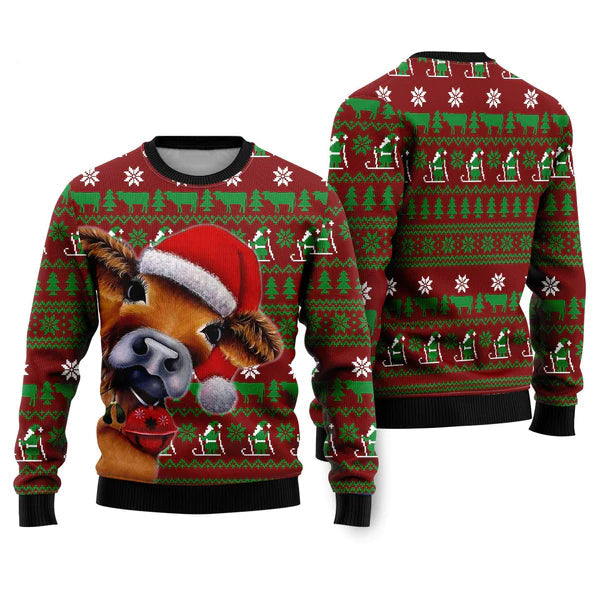 Cow Xmas Ugly Christmas Sweater For Men & Women Christmas Gift Sweater US1771 - WeCustomit
